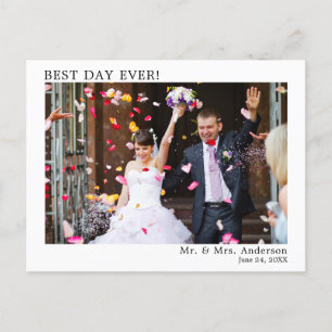 Carte Postale Moderne Minimaliste Simple Mariage Meilleur Jour J