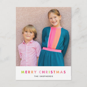 Carte postale moderne Neon Merry Christmas Photo