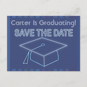 Carte Postale Moderne néon Signer Graduation Enregistrer La Date