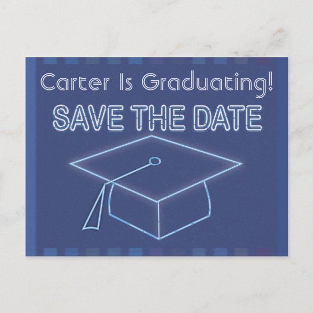 Carte Postale Moderne néon Signer Graduation Enregistrer La Date (Devant)
