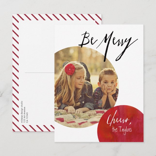 Carte postale moderne Pop Be Merry in Red Holiday (Devant / Derrière)