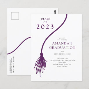 Carte postale moderne Purple Tassel Graduation Par