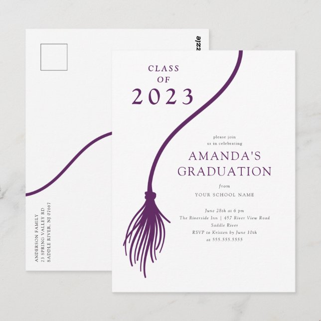 Carte postale moderne Purple Tassel Graduation Par (Devant / Derrière)