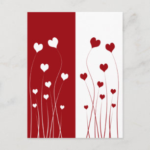 Carte Postale moderne Romantique Rouge Blanc Love 