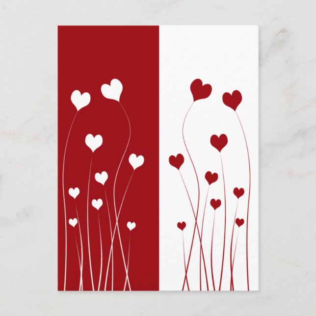 Carte Postale moderne Romantique Rouge Blanc Love  (Devant)