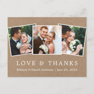 Carte Postale Moderne Simple Amour Merci Mariage 3 Photo Kraft