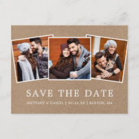 Moderne Simple Économisez Notre Date 3 Photo Kraft
