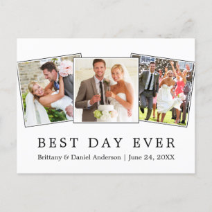 Carte Postale Moderne Simple Meilleur Jour Jamais Mariage 3 Phot