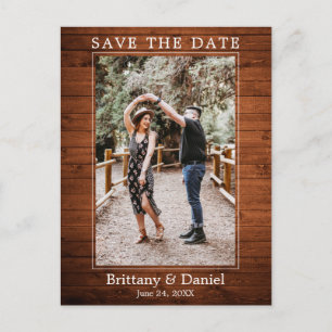 Carte Postale Moderne Simple Photo Bois Enregistrer La Date