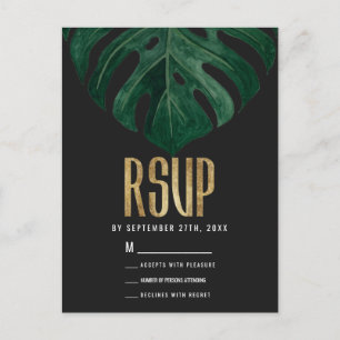 Carte Postale Moderne Tropical Swiss Fromage Leaf Gold RSVP