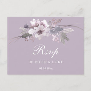 Carte postale moderne violet hiver mariage floral 