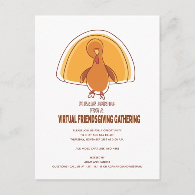 Carte Postale Moderne Virtual Friendsgiving Thanksgiving Invitat (Devant)