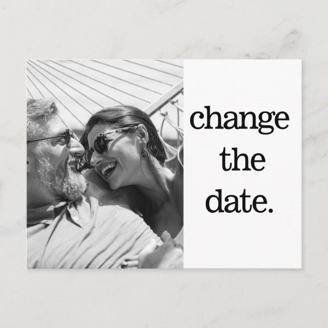 Carte Postale Modifier La Date Black White Photo Simple Mariage (Devant)