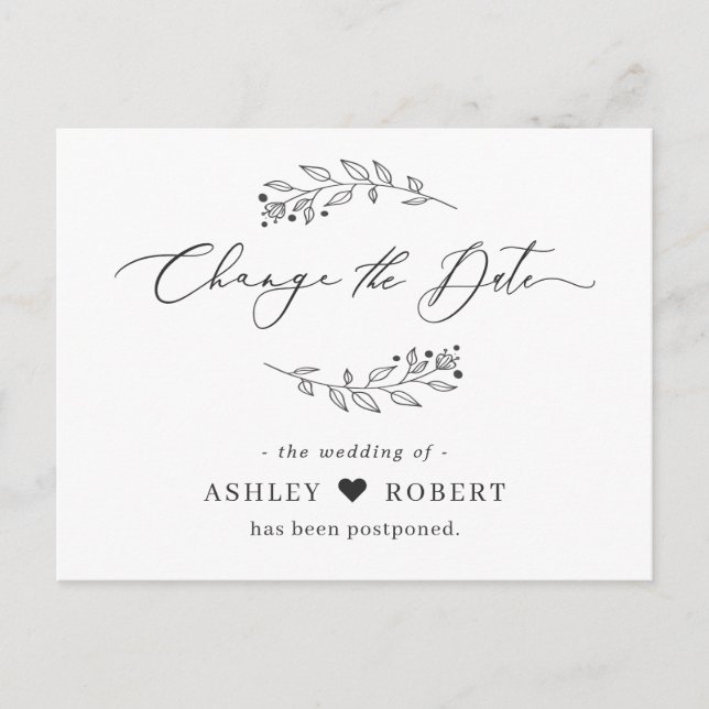 Carte Postale Modifier la date reportée Feuilles simples à main  (Devant)