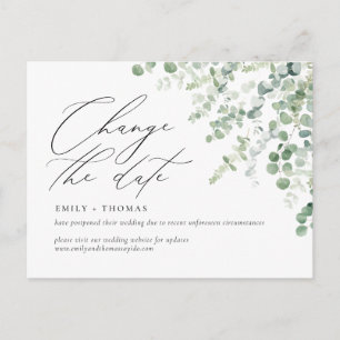 Carte Postale Modifier l'aquarelle du script de date Eucalyptus