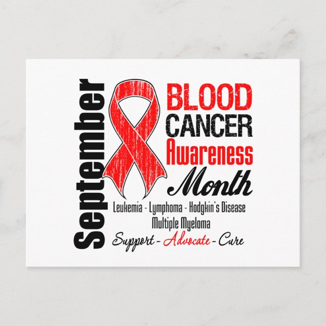 Carte Postale Mois de sensibilisation au cancer du sang Ruban ro (Devant)