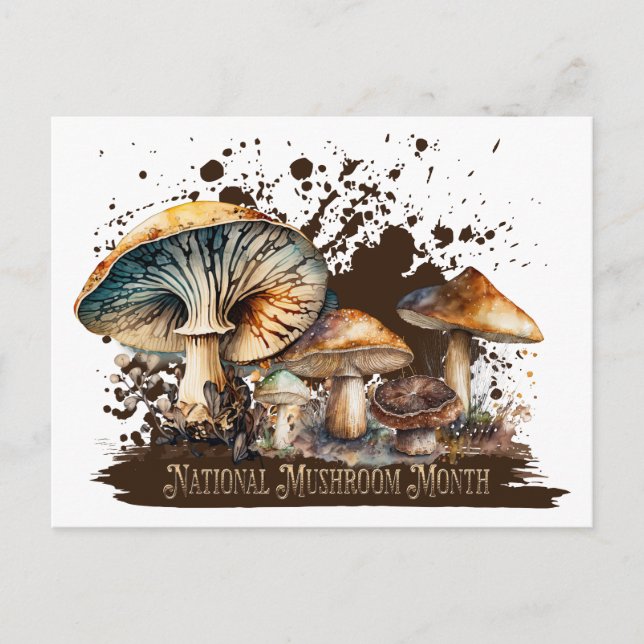 Carte Postale Mois du champignon national aquarelle (Devant)