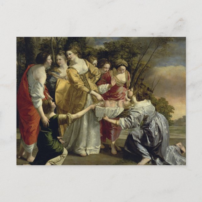 Carte Postale Moïse Secouru du Nil, vers 1630 (Devant)