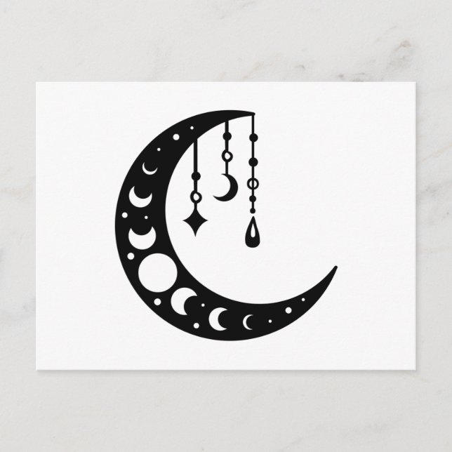 Carte Postale Moitié Lune, Phases Lune (Devant)