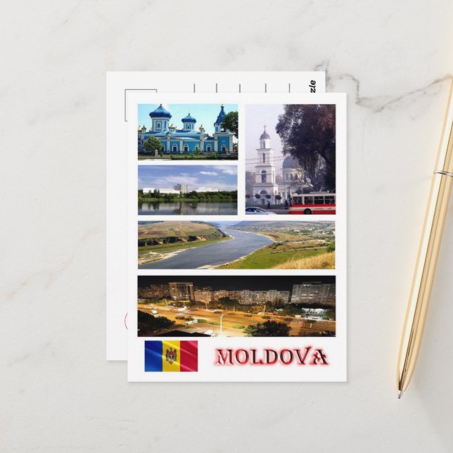 Carte Postale Moldavie - Mosaïque - (Devant/Arrière en situation)