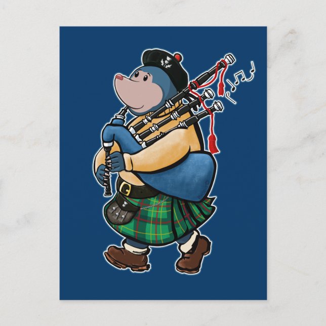 Carte Postale Mole écossaise De Kintyre Marche Avec Des Bagpipes (Devant)