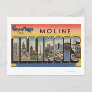 Carte Postale Moline, Illinois - Scènes de grandes lettres