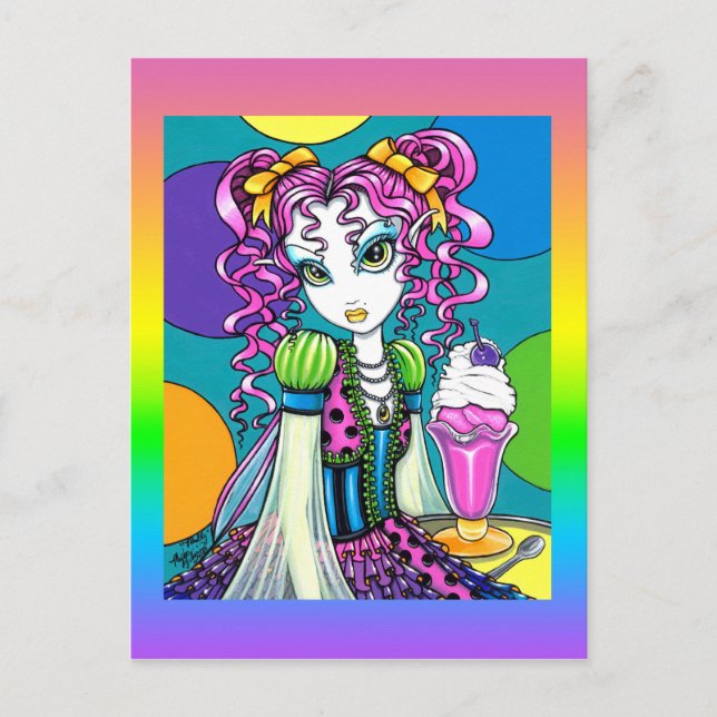 Carte postale "Molly" Rainbow Soda Shop Couture (Devant)