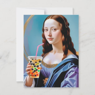 Carte Postale Moment de thé bulle de Mona Lisa