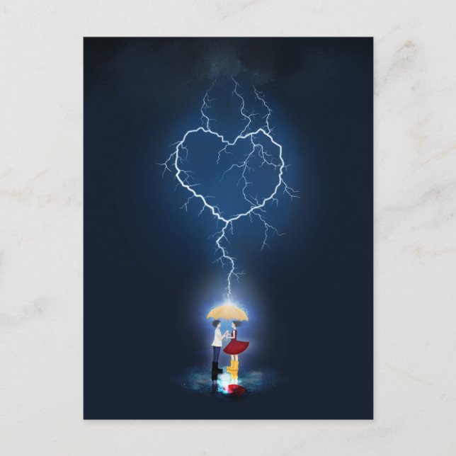 Carte Postale Moment romantique "Lovestruck" sous un parapluie (Devant)
