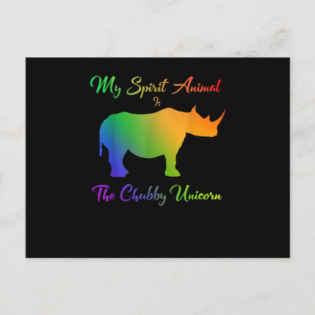 Carte Postale Mon animal spirituel le rhinocéros licorne dodu (Devant)