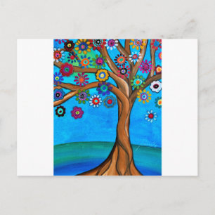 CARTE POSTALE MON ARBRE ALLIÉ DE LA VIE PEINTURE WHIMSIQUE