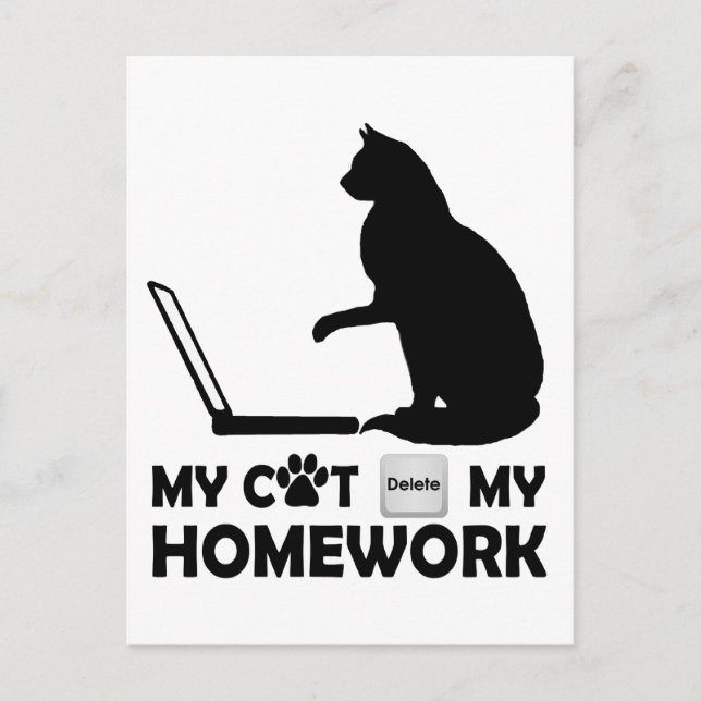 Carte Postale Mon chat a supprimé mes devoirs (Devant)
