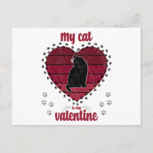 Carte Postale Mon chat est mon Valentin   cadeau drôle pour la S
