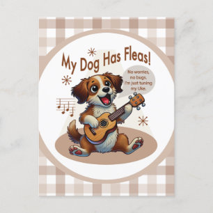 Carte Postale Mon chien a des puces chanson d'accordage ukulélé