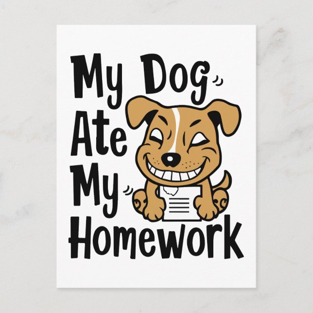Carte Postale Mon chien a mangé mes devoirs (Devant)