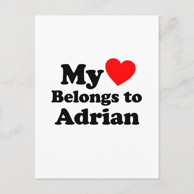 Carte Postale Mon coeur appartient à Adrian (Devant)