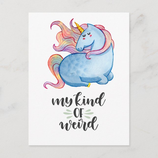 Carte Postale Mon genre de licorne Bleue bizarre (Devant)