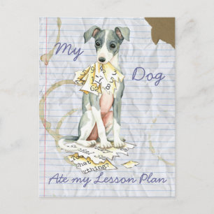 Carte Postale Mon Greyhound italien a mangé mon plan de leçon