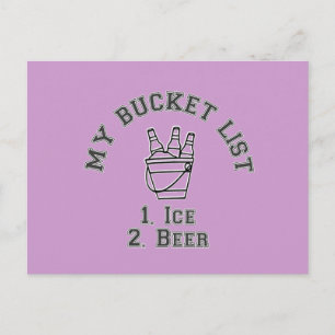 Carte Postale Mon Humour de liste de seaux - Glace et bière