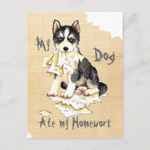 Carte Postale Mon Husky a mangé mes devoirs