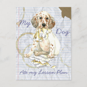 Carte Postale Mon Setter Anglais a mangé mon plan de leçon