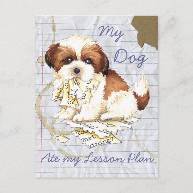 Carte Postale Mon Tzu Shih a mangé mon plan de leçon (Devant)