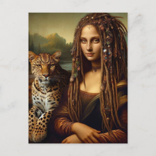 Carte Postale Mona et son léopard