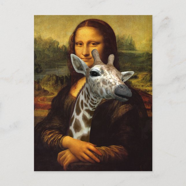 Carte Postale Mona Lisa Aime Beaucoup Les Giraffes (Devant)