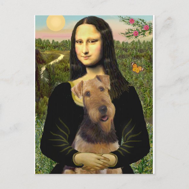 Carte Postale Mona Lisa - Airedale Terrier (#1) (Devant)