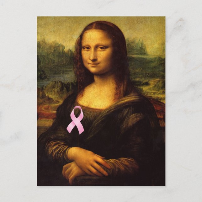 Carte Postale Mona Lisa Au Ruban Rose (Devant)
