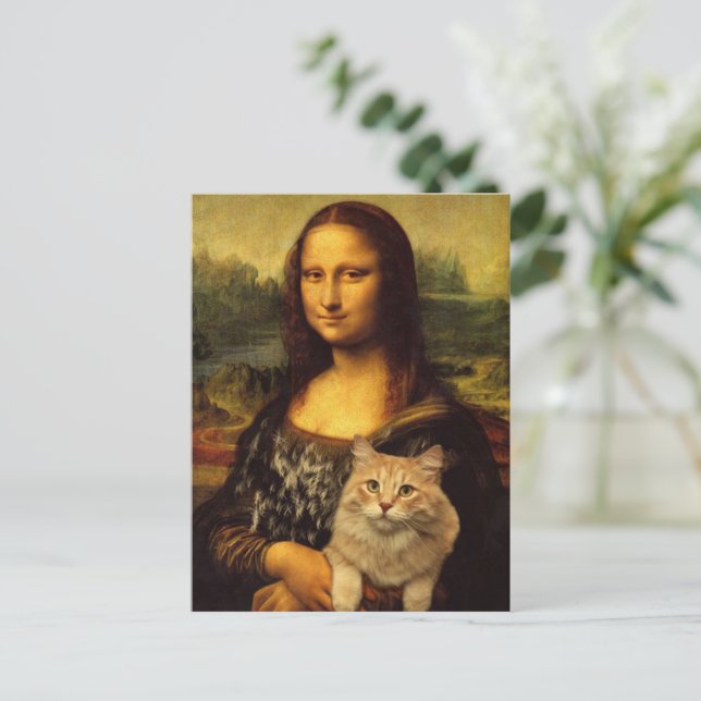 Carte Postale Mona Lisa avec un chat (fourrure de chat) Amateurs (Debout devant)