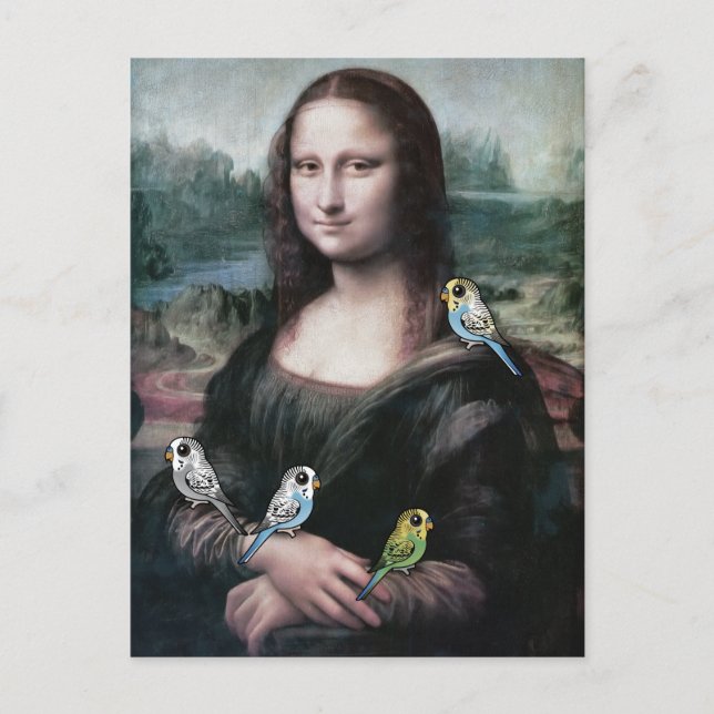 Carte Postale Mona Lisa & Budgies (Devant)