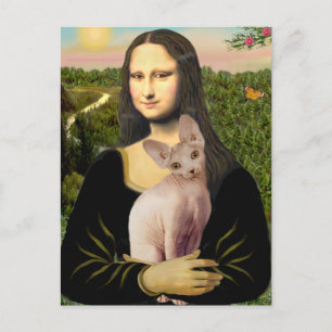 Carte Postale Mona Lisa - Chat Sphynx crème