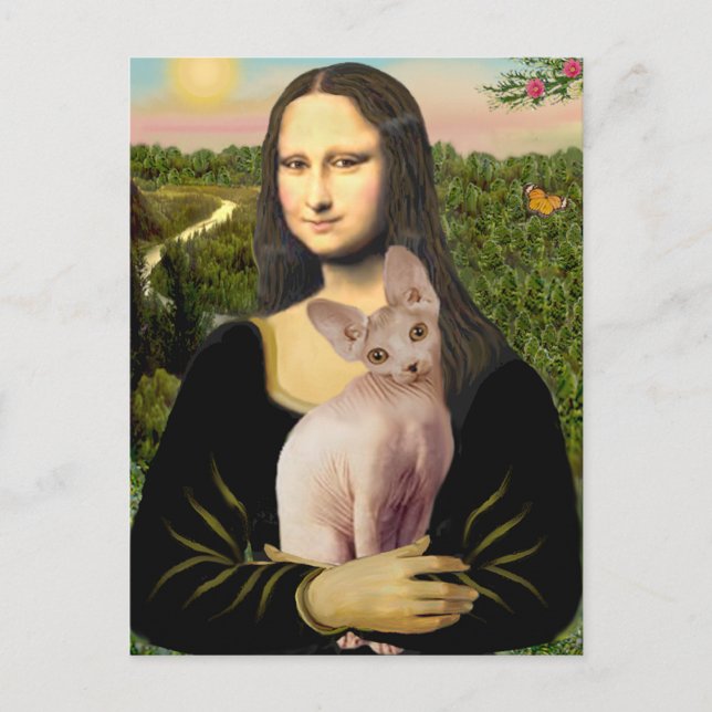 Carte Postale Mona Lisa - Crème Sphynx chat (Devant)